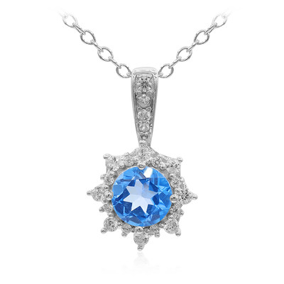 Zilveren halsketting met een Indigo blauwe topaas