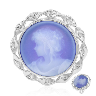 Zilveren ring met een blauwe kant agaat