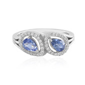 Zilveren ring met Onverhitte blauwe Ceylon saffieren