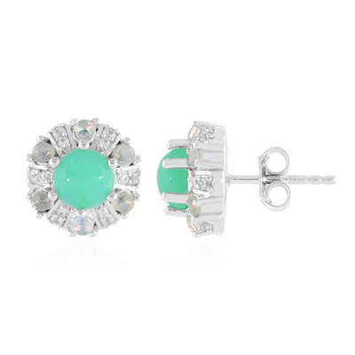 Zilveren oorbellen met groene opalen