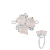 Zilveren ring met rozen kwartskristallen