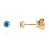 Gouden oorbellen met blauwe SI2 diamanten