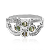 Zilveren ring met kattenoog-alexandrietstenen