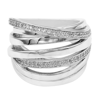 Zilveren ring met witte topaasstenen