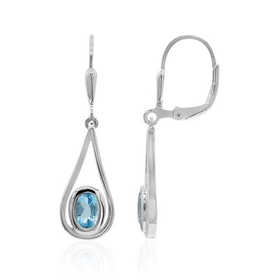 Zilveren oorbellen met Zwitsers-blauwe topaasstenen