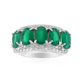 Zilveren ring met groene agaten