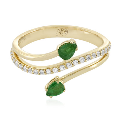 Gouden ring met Zambia-smaragdstenen (Adela Gold)