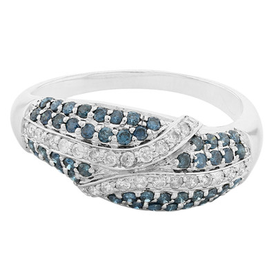 Gouden ring met blauwe diamanten