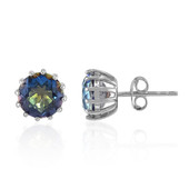 Zilveren oorbellen met blauwe mystieke kwartskristallen