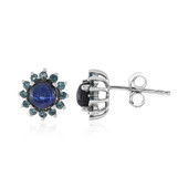 Zilveren oorbellen met blauwe ster saffieren