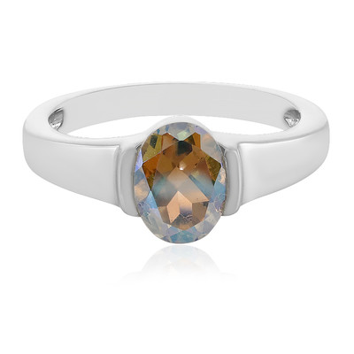 Zilveren ring met een regenboog-topaas
