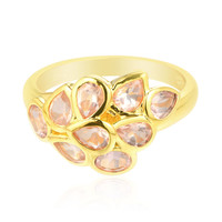 Zilveren ring met rozen kwartskristallen