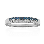 Platina ring met blauwe SI2 diamanten