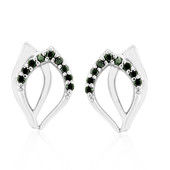 Zilveren oorbellen met I3 Groene Diamanten
