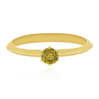 Zilveren ring met een gele diamant