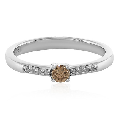 Zilveren ring met een I2 Bruine Diamant