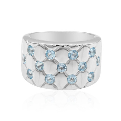 Zilveren ring met Zwitsers-blauwe topaasstenen