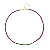 Zilveren halsketting met robijn zoisietstenen (Riya)