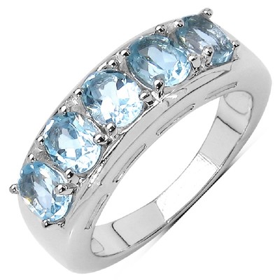 Zilveren ring met hemel-blauwe topaasstenen