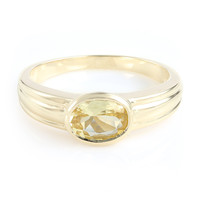 Gouden ring met een neongele danburiet