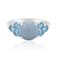 Zilveren ring met een Madagascar Blauwe Opaal