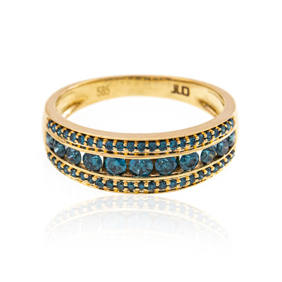 Gouden ring met een blauwe SI2 diamant