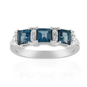 Zilveren ring met Londen-blauwe topaasstenen