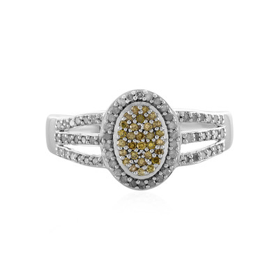 Zilveren ring met I4 Gele Diamanten
