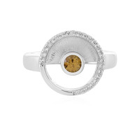 Zilveren ring met een Gele Zirkoon
