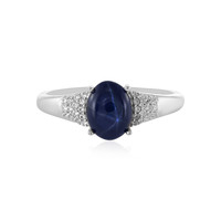 Zilveren ring met een blauwe ster saffier