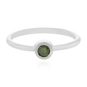Zilveren ring met een groene diamant