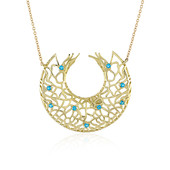 Gouden halsketting met neon blauwe apatieten (Ornaments by de Melo)