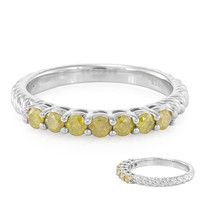 Zilveren ring met gele diamanten