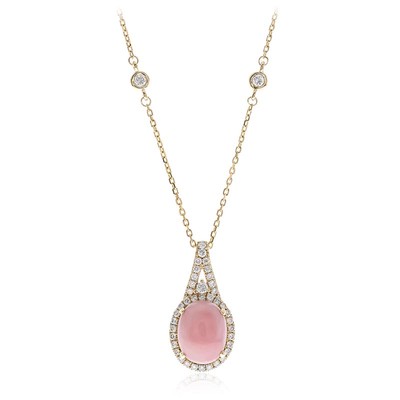 Gouden halsketting met een roze opaal (CIRARI)