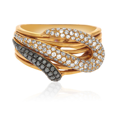 Gouden ring met zwarte diamanten (CIRARI)