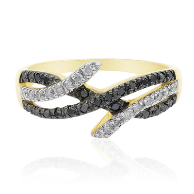 Gouden ring met zwarte diamanten