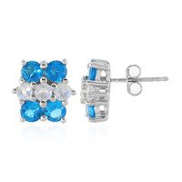 Zilveren oorbellen met neon blauwe apatieten