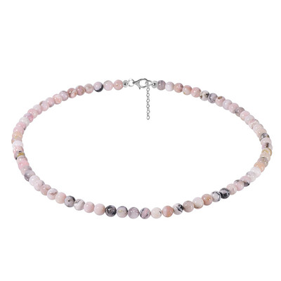 Zilveren halsketting met roze opalen