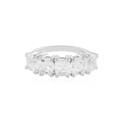 Zilveren ring met witte kwartskristallen
