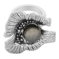 Zilveren ring met een Tahiti parel