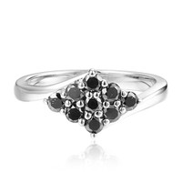 Zilveren ring met zwarte diamanten