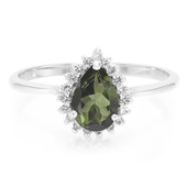 Zilveren ring met een groene toermalijn