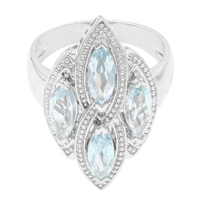 Zilveren ring met blauwe topazen