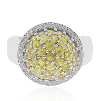 Zilveren ring met gele saffieren