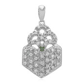 Zilveren hanger met een bosgroene diamant
