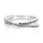 Zilveren ring met groene diamanten