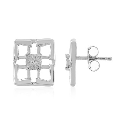 Zilveren oorbellen met I4 (J) Diamanten