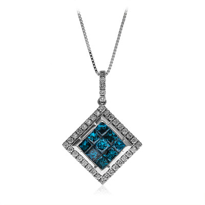 Gouden halsketting met blauwe SI2 diamanten