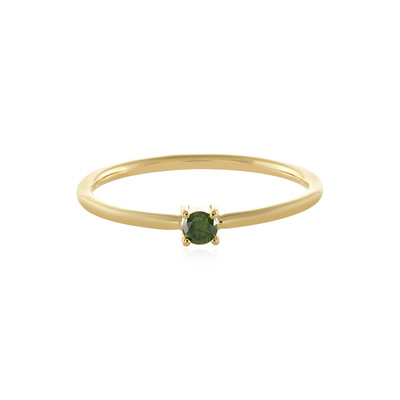 Gouden ring met een I2 Groene Diamant