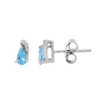 Zilveren oorbellen met Zwitsers-blauwe topaasstenen